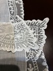 Set Of 2 Vintage Linen Hanky   s W handmade Bobbin Lace Trim  10 5x10 5 Euc