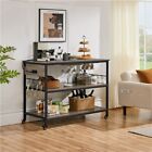 Kitchen Island On Wheels With 3 Storage Shelves Rolling Kitchen Cart Taupe Wood