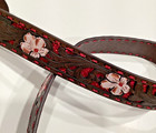 Western Belt Girl Sz 24 Brown Tool Leather Floral Red Stitch Cowgirl No Buckle
