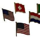 Lot Of  7 Vintage Lapel Hat Pins Country Flags Usa Canada France Italy