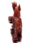 Vintage Chinese Hand Carved Wooden Figurine Man Riding Tiger 