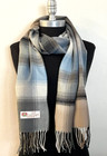 Mens Winter Warm 100  Cashmere Scarf Plaid Gray blue black cream Soft Wool Wrap