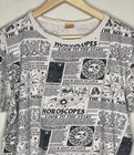Vintage Zodiac Y2k Black White Astrology Horoscope Crop T Shirt Top Size L xl