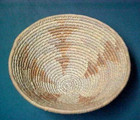 Vintage Hand Made Multi-color Woven Coiled Grass 10  Basket   Unknown Origins