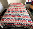 1800 s Antique  Folk Art Woven Jacquard Coverlet Signed H Stager Lancaster Co Pa