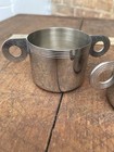 Vintage Art Deco Chrome On Brass Small Creamer   Sugar Bowl Set