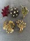 Five  5  Vintage Pins Including A Warner Ny And A Monet