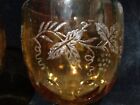 Amber Embossed Glass Goblet W  Grapevine Motif  5 25 h 16 Oz  Set Of 2