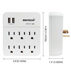 6 Outlet Extender Surge Protector Wall Mount Adapter With Dual 2 4a Usb Charg   