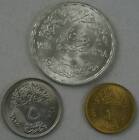 Egypt 3 Coins Set With Silver 1978 Unc Fao Female Looking Through Microscope