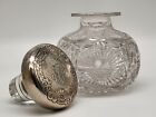 Antique American Brilliant Cut Glass Perfume Cologne Bottle Wt Sterling Stopper