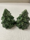 Vintage Christmas Tree Salt And Pepper Shakers  ceramic Green Has Stoppers