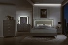 New Modern Italian 5pc Gloss Gray Led Queen King Marble Bedroom Set Bed d m n c