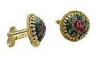 Vintage Cuff Links Gold Tone 3 4  Complex Prong Setting Embroidered Look Flower
