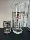 Vintage Glass Martini Cocktail Pitcher   Art Deco  Silver 8 25    Tall  1 Glass
