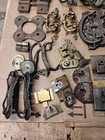 Large Lot Vintage Antique Hardware Hinges Locks Door Cabinet Parts 