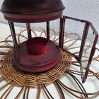 Rustic Burgundy Red Metal Heart Lantern Etched Glass Tea Light Holder