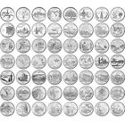 State Quarter Set  Complete 56pc 1999-2009 Incl  6 Territories   Folder Map