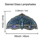16 Inch Tiffany Style Stained Glass Lamp Shade Replacement Vintage Dragonfly    