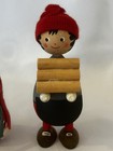 Vintage Bo Svensk Sweden Mid Century Wood Folk Art Set 2 Gnome Figures Christmas