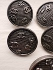 Set Of 5 Authentic Chanel Antique Silver Cc Buttons     18mm - Mini Ccs