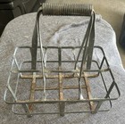 Vintage Metal Oil Milk Bottle 6 Slot Carrier With Coil Handle Garage Gas Station
