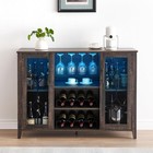 Bar Cabinet With Led Light Wine Glass Rack Liquor Storage Sideboard Coffee Bar
