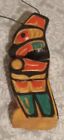 Native American Wood Carved Hand Painted Totem Ornament Hurricane Ridge Olympia 