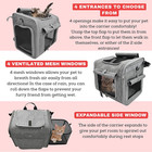 Dog Bike Basket  Expandable Soft-sided Reflective Pet Carrier Backpack With 4 Op