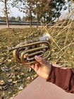 Brass Antique Finish Trumpet Pocket Trumpet 3 Valve Mouthpiece Decorative Gift