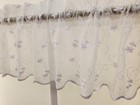 New Vintage Daisy Embroidered Sheer Voile Scalloped Valance Rod Pocket White