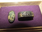 Aizuwakamatsu Vintage Chinese Horse Rider Figure Dragon Inlay Japanese Tsuba Set