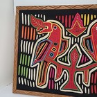 Vintage Kuna Mola Two Birds Panamanian Folk Art Wall Decor Applique Textile Boho