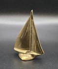 Vintage Solid Brass Sailboat Decor Nautical Ship Paperweight 3    Tall