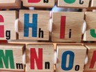 Vtg Alphabet Abacus Kids Toy Double-sided Pictures Letters Educational Wooden