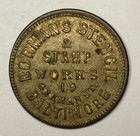 1875 Civil War Merchant Token  Dormans Stencil  Baltimore Md  Extra Fine 
