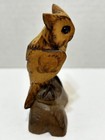 Vintage Mcm Handmade Hand Carved Wooden Owl Figurine Brown 3 25  Tall