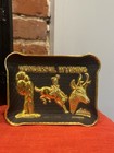  2  Wyoming Souvenir Metal Trinket Tray Made In Japan Vintage Mcm Mid Century