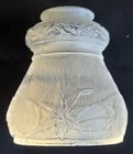 Vintage Frosted Glass Lamp Light Shade Embossed Flowers 2-1 8  Fitter