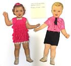 Vintage Baby Sister   Baby Brother Dolls Paper Dolls W  Fabric Ribbon Clothes