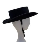 Vintage Black Wool Ole Spanish Style Made In Madrid Hat With Ribbon Band   Strap