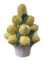 Italian Majolica Ceramic Topiary Lemon Tree Centerpiece Vintage Basket 9 5   