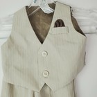 Kids Baby Boy 6-9m Formal Wedding Party Tan Striped Pants And Vest Set