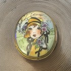 Antique Hand Painted Porcelain Brooch C Clasp Victorian Lady 2    Forest Scene
