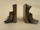 Vintage Bronze Brass  stacked Books  Bookends Made In Usa Heavy Art Deco Style