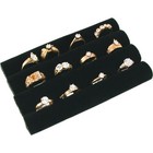 3 Continuous Slot Black Velvet Ring Display Tray Insert 5 1 2  X 3 1 4 