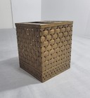 Vintage Hollywood Regency Gold Square Tissue Box Cover Basket Weave Stylebuilt