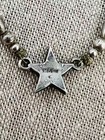 Vintage Sterling Silver Turquoise Inlay Star Necklace Liquid Silver Beads 925