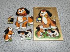 Vintage 1970   s Fisher-price Wooden Puzzle     dog And Puppies     Model 511