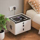 20    Beige Premium Solid Wood Two Drawer Nightstand Luxury Fiber Leather Finish